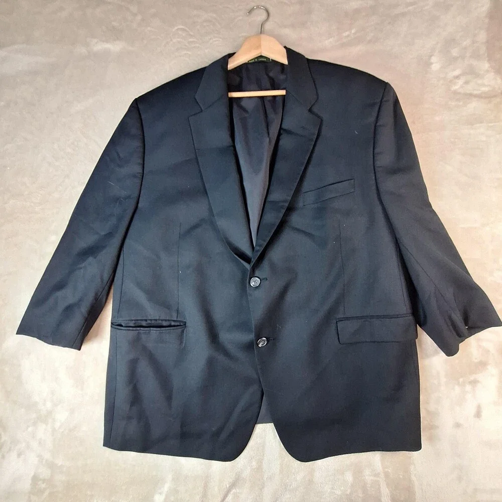 Lauren Ralph Lauren Suit Jacket Mens 50 Black Wool Single Vent 2 Button Formal